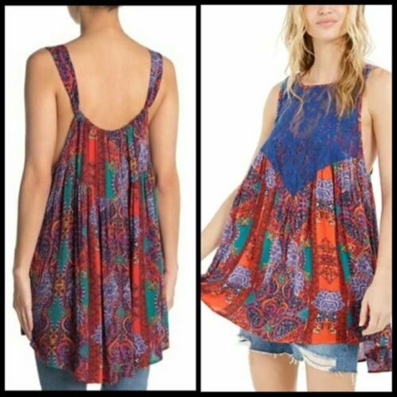 Free People Dresses & Skirts - Free People Count Me In Trapeze Hot Red Combo S